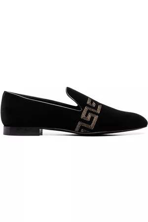 VERSACE Greca-embroidered loafers - Black