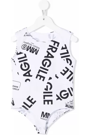 Maison Margiela Girls T-shirts - All-over logo print bodysuit - White