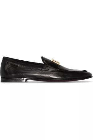 Dolce & Gabbana Men Loafers - Interlocking DG-plaque leather loafers - Black