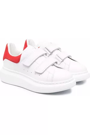 Alexander McQueen Boys Sneakers - Touch-strap leather trainers - White