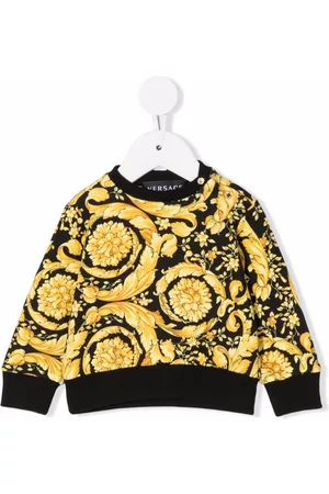 VERSACE Sweatshirts - Baroque-pattern print sweater - Gold
