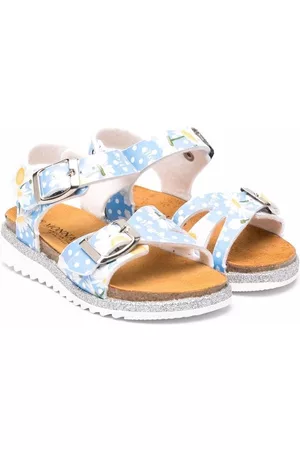 MONNALISA Daisy-print buckled sandals - Blue