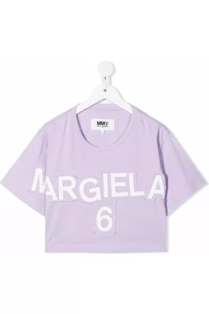 Maison Margiela Girls T-shirts - Logo patch cropped T-shirt - Purple