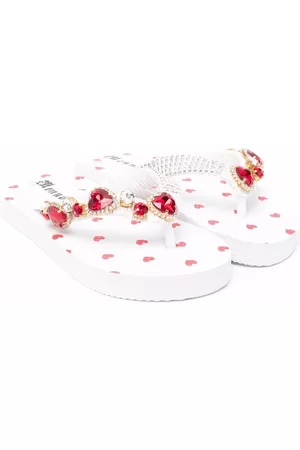 MONNALISA Flip Flops - Crystal-embellished flip-flops - White