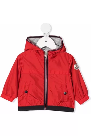 Moncler Bomber Jackets - Logo patch hooded jacket - Red
