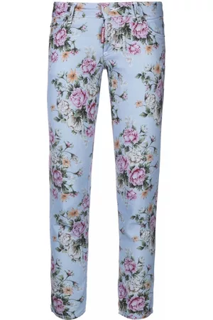 Dsquared2 Floral-print skinny trousers - Blue