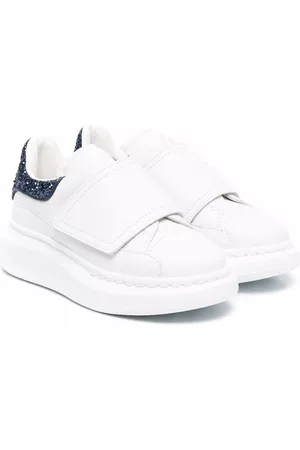 Alexander McQueen Boys Sneakers - Glitter-detail touch-strap sneakers - White