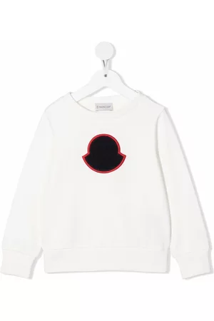 Moncler Boys Long sleeved Shirts - Logo-patch long-sleeve sweatshirt - White