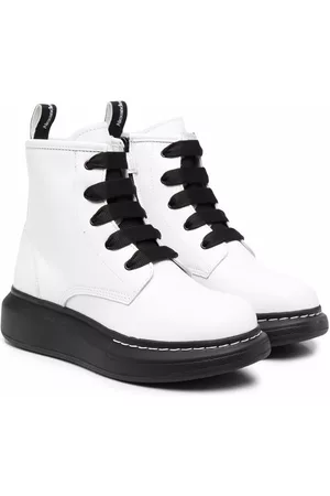 Alexander McQueen Lace-up leather boots - White
