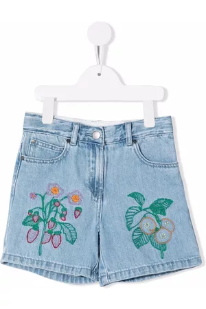 Stella McCartney Embroidered denim shorts - Blue