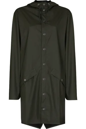 Rains Longer drawstring-hood raincoat