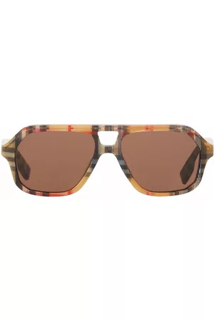 Burberry Sunglasses - Vintage-Check navigator-frame sunglasses - Brown