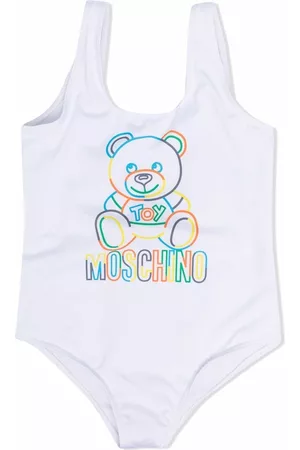 Moschino Teddy-print swimsuit - White