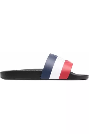 Moncler Men Sandals - Signature-stripe pool slides - Blue