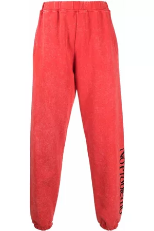 ARIES Logo-print jersey track pants - Red