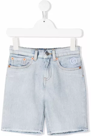 Maison Margiela Girls Shorts - Embroidered-logo shorts - Blue