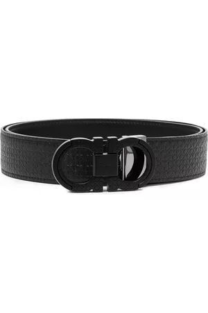 Salvatore Ferragamo Men Belts - Gancini embossed leather belt - Black