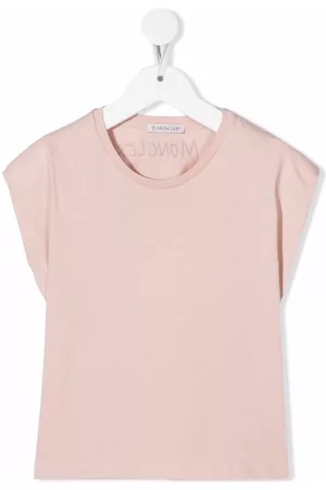 Moncler Girls Short Sleeved T-Shirts - Slogan-print short-sleeve T-shirt - Pink