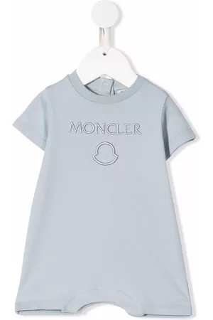 Moncler Embroidered-logo cotton shorties - Blue