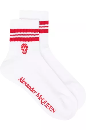 Alexander McQueen Stripe-trim socks - White