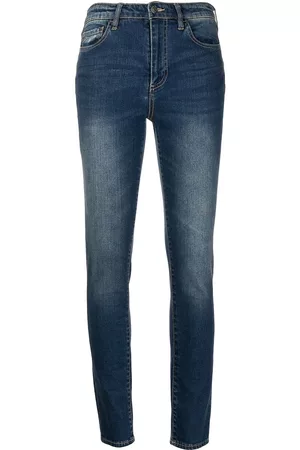 Armani Exchange Women High Waisted Jeans - High-rise slim-cut jeans - Blue