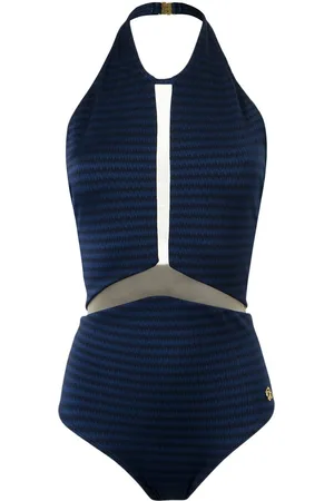 Brigitte Sheer panel halterneck swimsuit