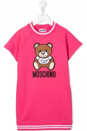 Moschino Kids teddy bear flared dress - White