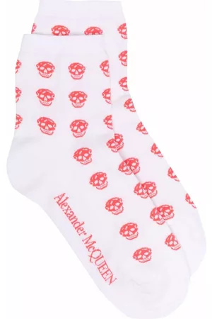 Alexander McQueen Women Socks - Skull-knit ankle socks - White