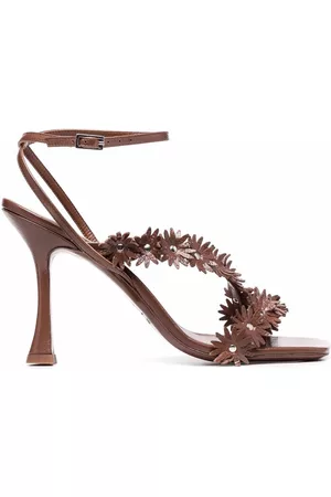 By Far Poppy floral-appliqué sandals - Brown