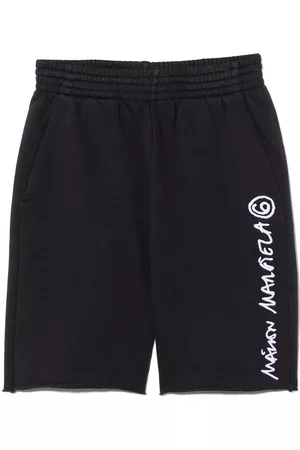 Maison Margiela Logo-embroidered cotton track shorts - Black