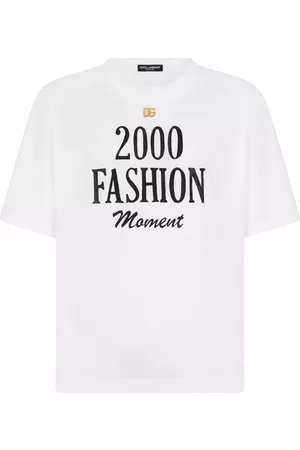 Dolce & Gabbana Men T-shirts - DG plaque slogan print T-shirt - White