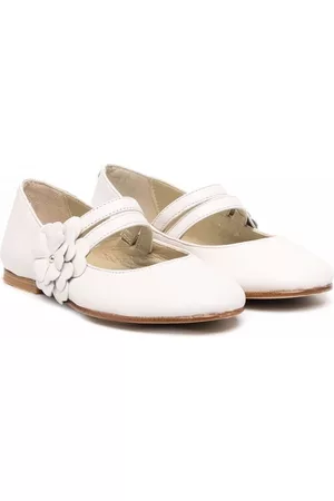 BONPOINT Floral shoes - Floral-detail leather ballerina shoes - Neutrals