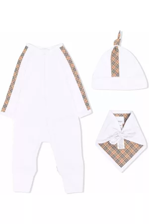 Burberry Bodysuits & All-In-Ones - Check-trim three-piece baby gift set - White