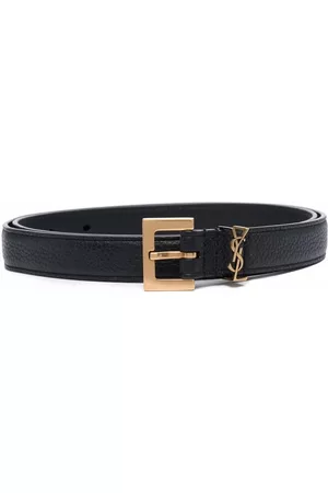 Saint Laurent Men Belts - Monogram square-buckle belt - Black