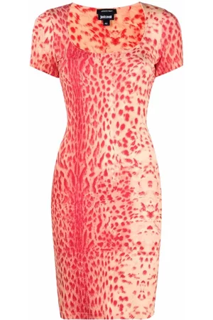 Roberto Cavalli Lynx-print short-sleeve dress - Neutrals
