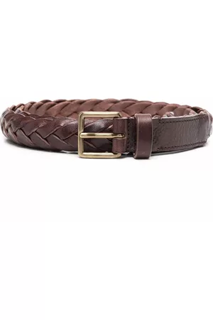 Officine creative Men Belts - Buckle-fastening woven leather belt - Brown
