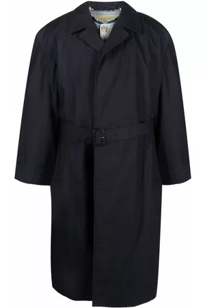Maison Margiela Men Trench Coats - Layered cotton trench coat - Blue