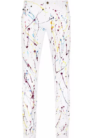 Dolce & Gabbana Paint-splatter detail skinny jeans - White