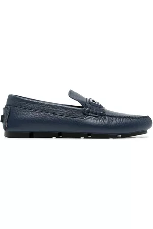 VERSACE Men Loafers - Slip-on leather loafers - Blue