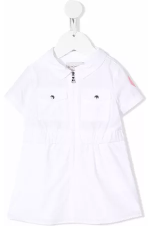 Moncler Logo-patch zip-up shirt dress - White