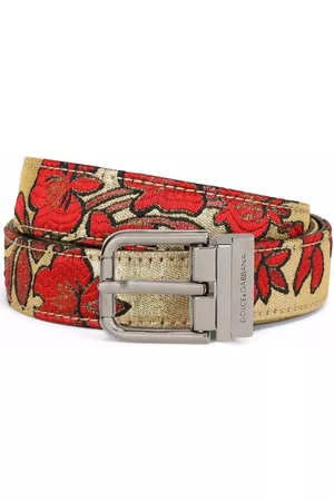 Dolce & Gabbana Men Belts - Floral-print buckle belt - Neutrals