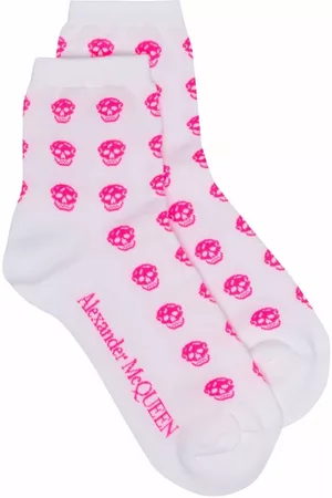 Alexander McQueen Women Socks - Skull logo intarsia socks - White