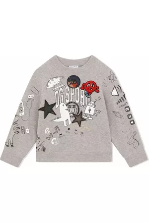Dolce & Gabbana Boys Sports Hoodies - DG Sport patch-detail sweatshirt - Grey