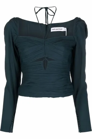 Self-Portrait Crepe cut-out top
