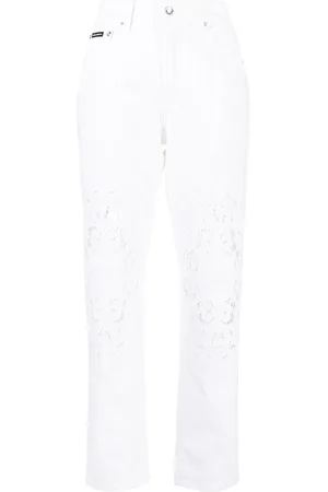 Dolce & Gabbana Lace-detail straight-leg trousers