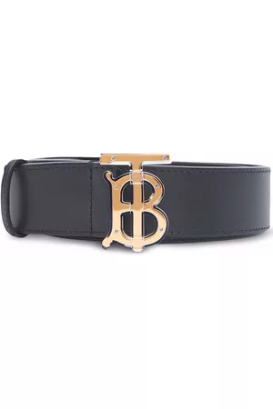 Burberry Men Belts - Monogram-buckle leather belt - Black