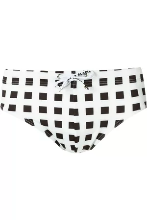 AMIR SLAMA Men Swim Shorts - Geometric print trunks - White