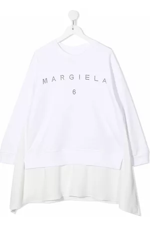 Maison Margiela Girls Casual Dresses - Studded-logo sweatshirt dress - White