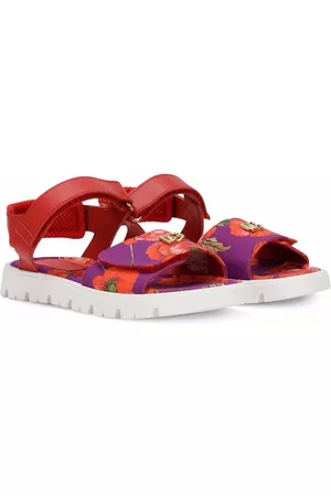 Dolce & Gabbana Sandals - Floral-print touch-strap sandals - Red