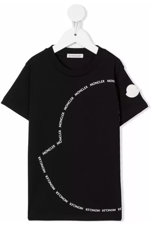 Moncler Girls Short Sleeved T-Shirts - Logo-print short-sleeved T-shirt - Black